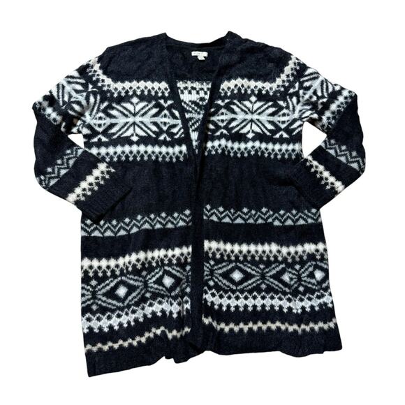 Est. 1946 Sweater Long Open Chunky Knit Cardigan Black and White Size 18/20W - Picture 3 of 5